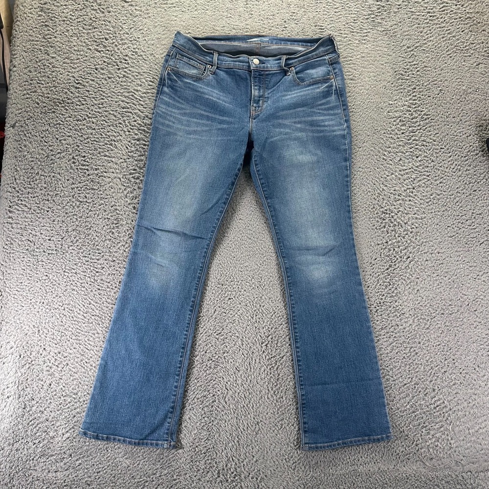 Old Navy Jeans Womens 6 Blue Cotton Denim Bootcut Leg Whiskered Faded Stretch